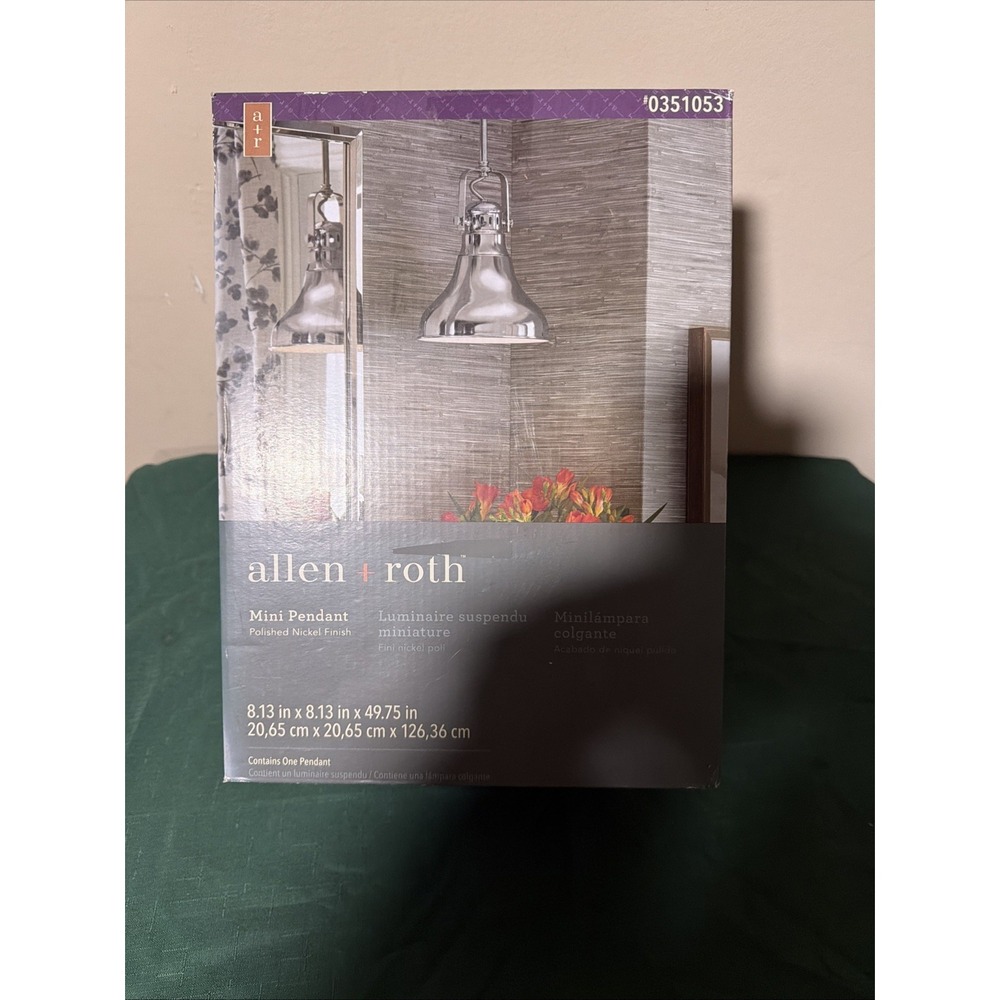 allen & roth polished nickel mini pendant light NEW in box‎